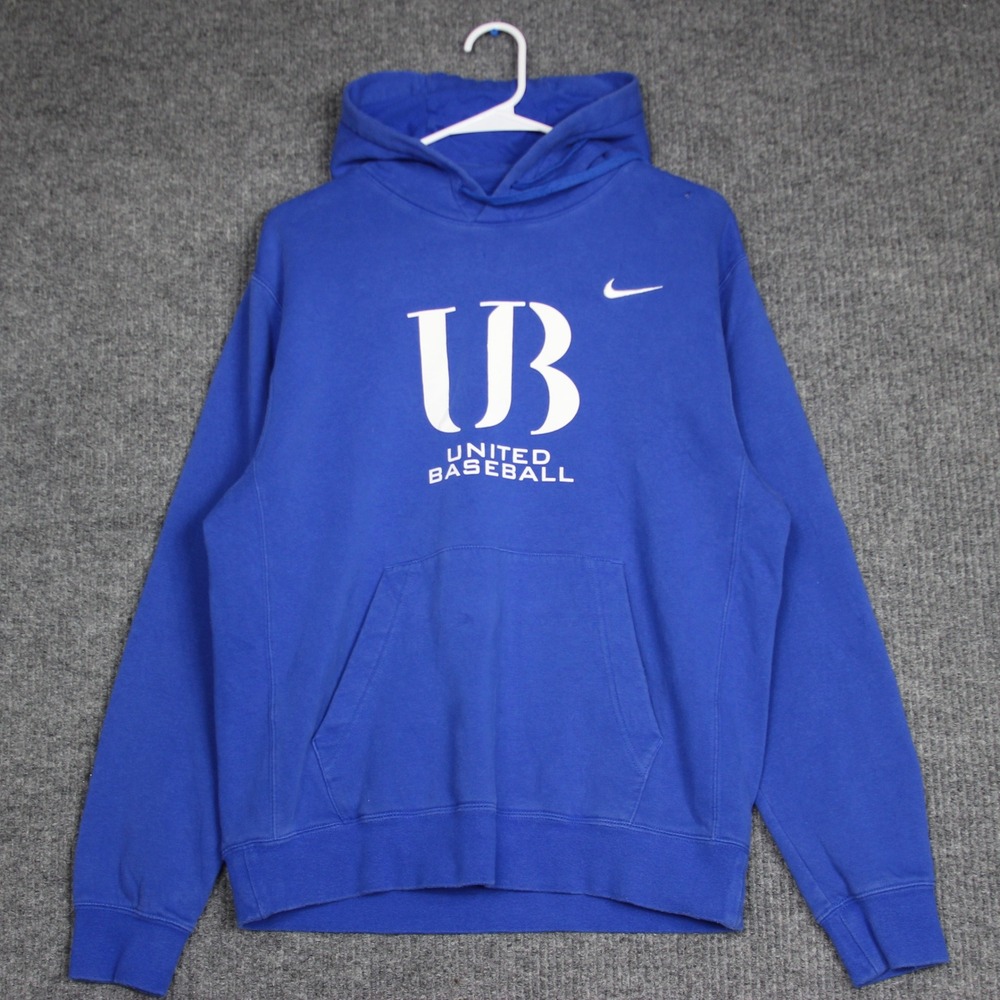 Nike United Baseball Hoodie Sweatshirt Mens M Blue Pullover UB‎ Y2K Swoosh